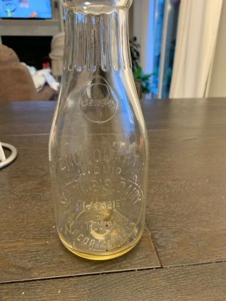Vintage Third Quart Milk Bottle Schwab 