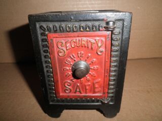 Wonderful Old Cast Iron Security Safe Still Penny Bank C.  1894