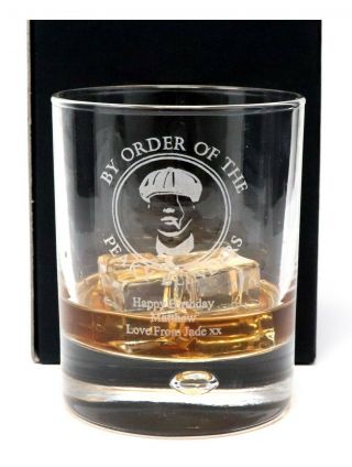 Personalised Peaky Blinders Whiskey Bubble Based Glass Tumbler Gift Birthday/dad