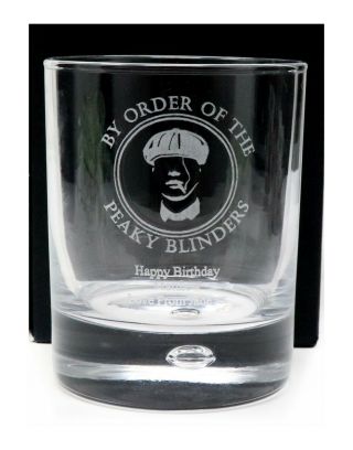 Personalised Peaky Blinders Whiskey Bubble Based Glass Tumbler Gift Birthday/Dad 2