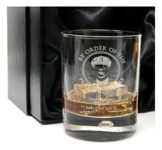 Personalised Peaky Blinders Whiskey Bubble Based Glass Tumbler Gift Birthday/Dad 4