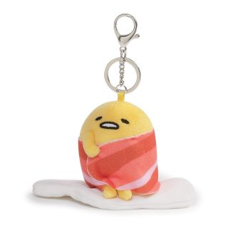 Gund Sanrio Gudetama The Lazy Egg With Bacon Blanket Plush Keychain,  3.  75”
