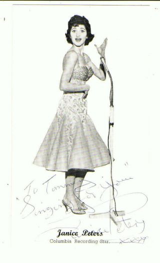 Janice Peters 1950s/60s Rock N Roll Singer Signed Postcard