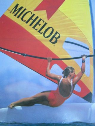 Vintage Michelob Poster 20 " X 28 " Sexy Bikini Swimsuit Girl Beer Smooth Sailing