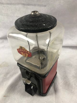 1950 ' s Vintage Victor Topper Glass Globe 1¢ Gumball Machine Missing Hinge Door 7