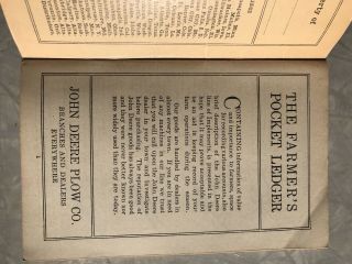 John Deere & Mansur Co.  1915 Farmers Pocket Ledger Antique Farming Book 5
