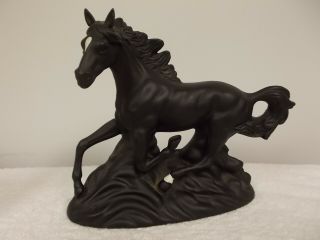 Vintage Black Beauty Stallion Horse Running Ceramic Statue Figurine