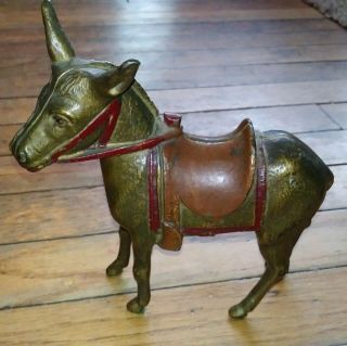 Antique Cast Iron Donkey Mule Penny Still Bank A.  C.  Williams.  Early 1900s