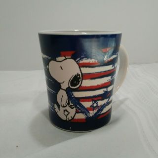 Peanuts Patriotic Snoopy Mug American Flag Gibson 15 Oz Coffee Cup Stoneware