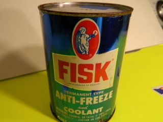 Vintage Fisk Tire Anti - Freeze Can,  Full,  Quart Size,  Rare,  Good Bright Graphics A