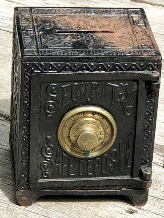 Antique Keyser & Rex Cast Iron “security Safe Deposit” Bank