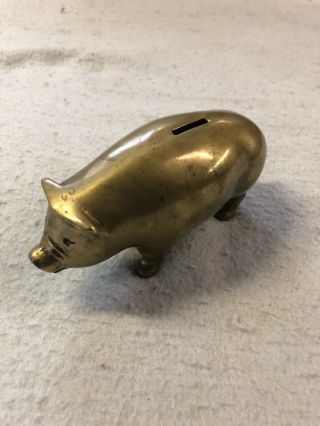 Vintage Brass Pig Piggy Bank 6 Inches Long