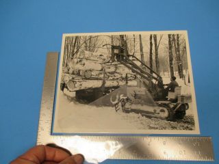 Vintage B/w Factory Photograph John Deere Log Loader Advertisement M396
