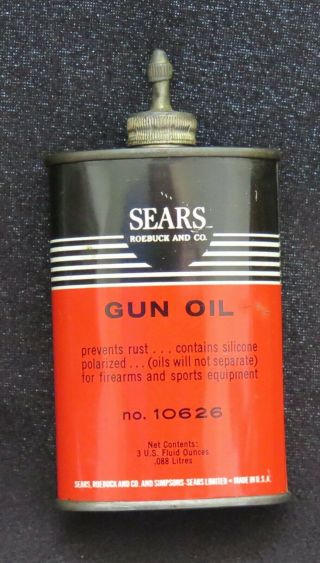 Vintage Sears 3 Oz Gun Oil Can.  No.  10626.  Lead Top,  Exc,
