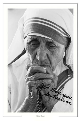 Mother Teresa Autograph Signed Photo Print Calcutta