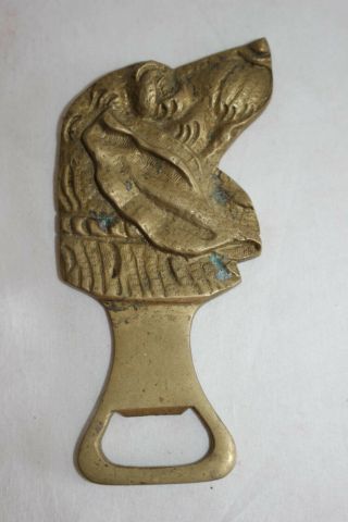 Vintage Bottle Opener - Dog Head - Bronze Metal -