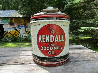 Vintage Kendall 2000 Mile Oil Can,  5 Gallon
