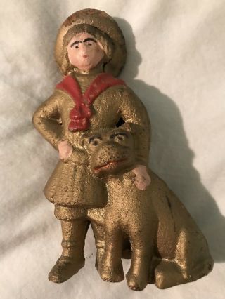Antique Buster Brown Boy & Dog Cast Iron Bank