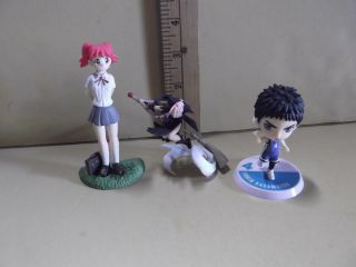 B410 Unknown Anime 2.  5 " In Mini Witch On Broom,  4 " In Pink Hair Girl & Yukio Boy