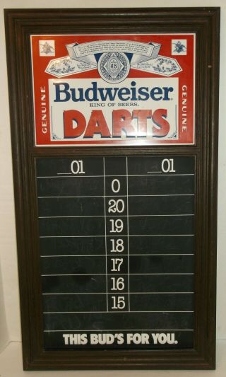 Budweiser King Of Beers Darts Chalk Score Board Man Cave Bar Plastic Frame