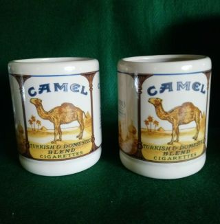Set 2 Vintage Rjrtc Camel Cigarettes Joe Camel Oversized Ceramic Coffee Mug Cup