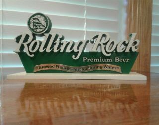 Vintage Rolling Rock Premium Beer Advertising Sign Bar Shelf Display