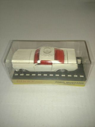 Vintage Dinky Toys Ford Mustang Fastback 2,  2 White With Red Interior