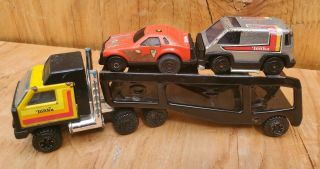 Vintage 1981 Tonka Steel Car Carrier - With 2 Extra Tonka Cars - Pre - Owned