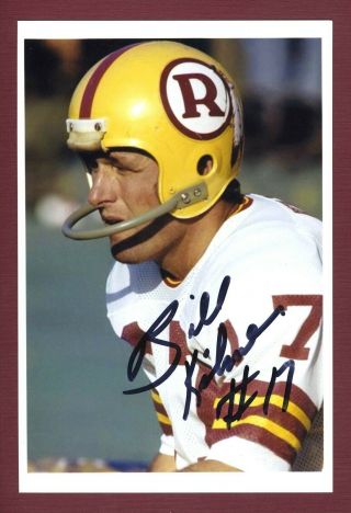 Billy Kilmer Nfl Qb Redskins,  College Hall Of Fame Signed 4x6 Photo C16105