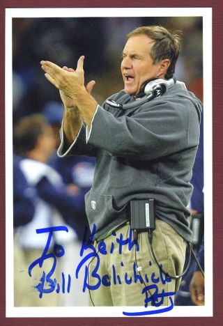 Bill Belichick N.  E.  Patriots Coach Championship Signed 4x6 Photo C16078