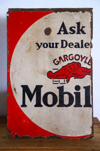 Vintage Gargoyle Mobil Oil Part Enamel Metal Sign