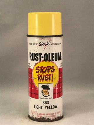 Rust - Oleum Light Yellow 1965 Big Face Vintage Spray Paint Can Krylon