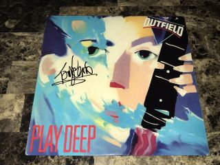 The Outfield Signed Play Deep Vinyl Record Tony Lewis Out Of The Darkness Tour