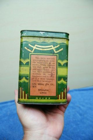 Antique / Vintage Advertising Tea Tin Can Wing On Co Shanghai China Early 1900 5