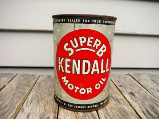 Vintage 1 Quart Kendall Motor Oil Can Metal Quart Nr