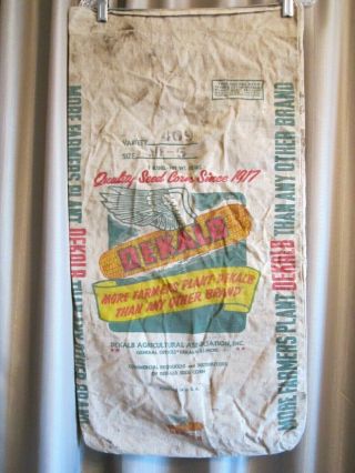 Vintage Seed Corn Dekalb Sack Corn Bag Cloth De Kalb Hybrids Farm Sign