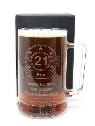 Personalised Birthday Pint Glass Tankard Gift For Men/30th/40th/50th/60th