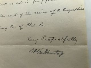 19th C Lawyer Jersey City Matawan Jersey Settlement Legal Letter Signed 1897