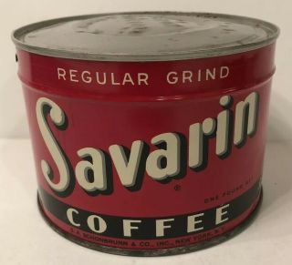 Vintage Savarin Coffee Can Tin W/ Key
