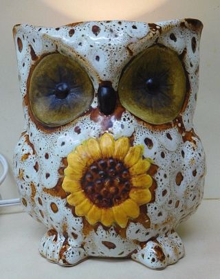 Vintage Owl With Sunflower Ceramic Lamp Or Night Light Adorable