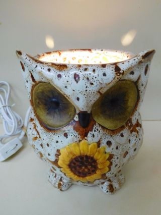 Vintage OWL with Sunflower Ceramic LAMP or NIGHT LIGHT Adorable 3