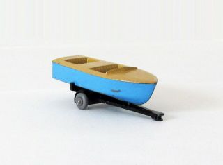 Vintage Lesney Moko Matchbox 48 Meteor Sportsman Boat & Trailer Gray Wheels 1958