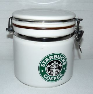 Starbucks Beehouse 5 1/2 " White Canister Siren Storage Container Cookie Jar