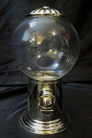 Vintage Clear Glass/silver - Toned Metal Gumball Machine - For Your Favorite Treat