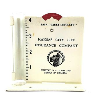Vintage Advertising Metal Rain Gauge Kansas City Life Insurance Company - Gage -