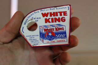 WHITE KING SOAP ENAMELWARE METAL POT PAN SCRAPER SIGN 2