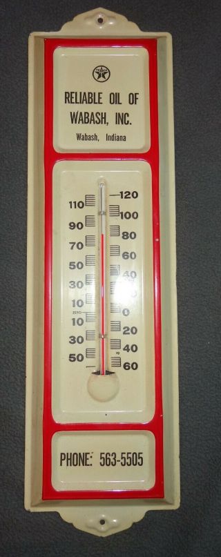Old Vintage Texaco Metal Thermometer Reliable Of Wabash Indiana Man Cave Decor
