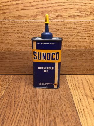 1937 Sunoco Sun Oil Household Oil Can - Old Vintage 4 Oz Handy Oiler Tin W/ Cap