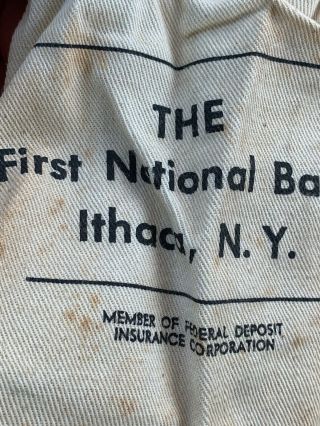 VINTAGE First National Bank Of Ithaca NY Cloth Money / Coin Bag 2