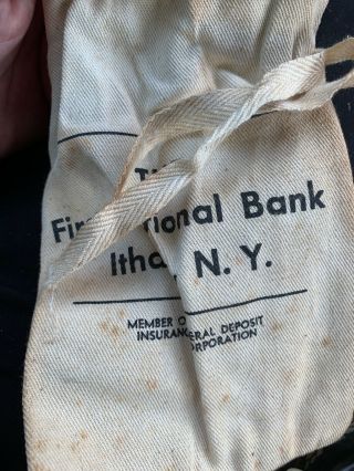 VINTAGE First National Bank Of Ithaca NY Cloth Money / Coin Bag 5